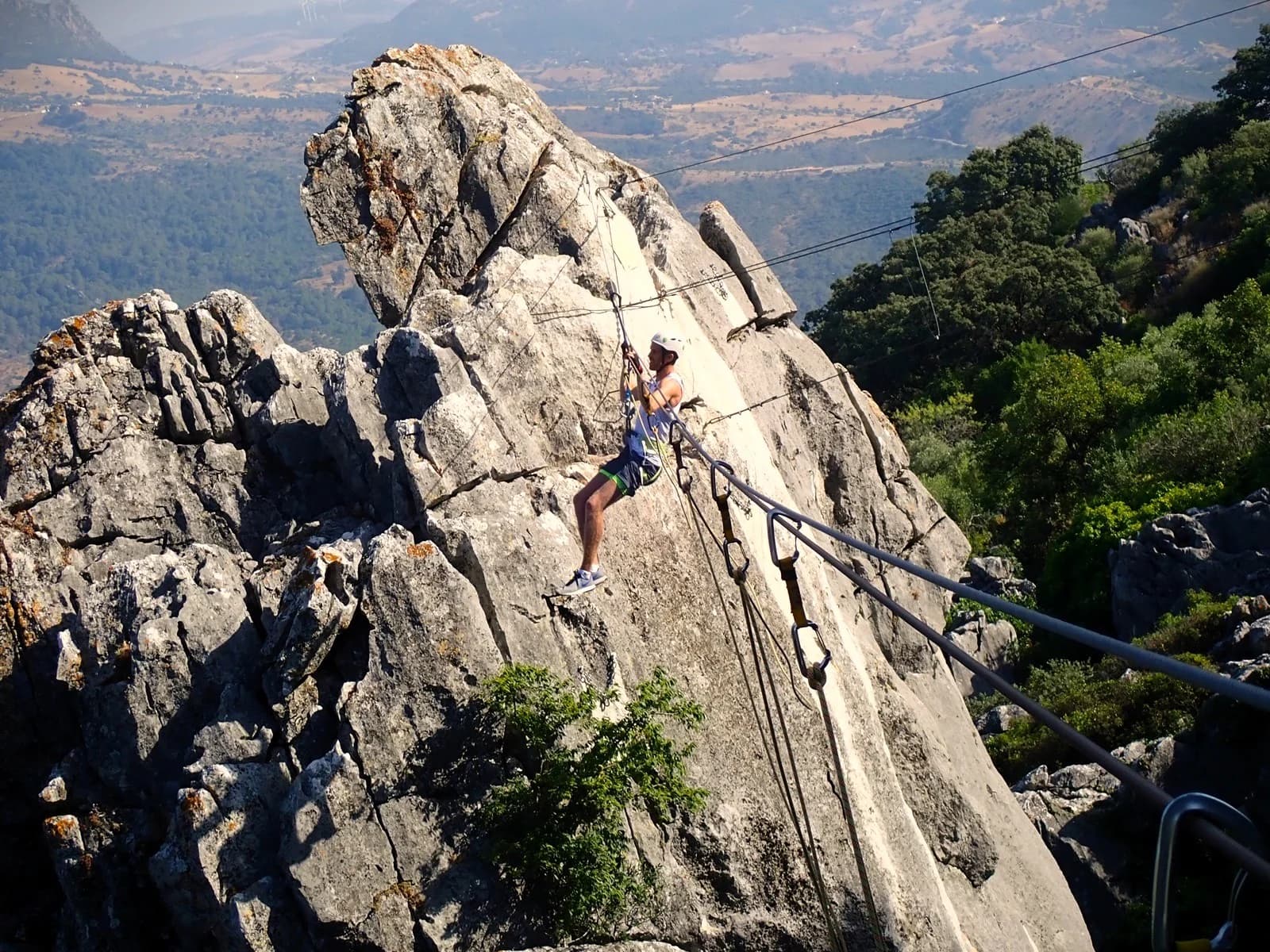 Via Ferrata Casares - Rappelling down a waterfall in via ferrata casares