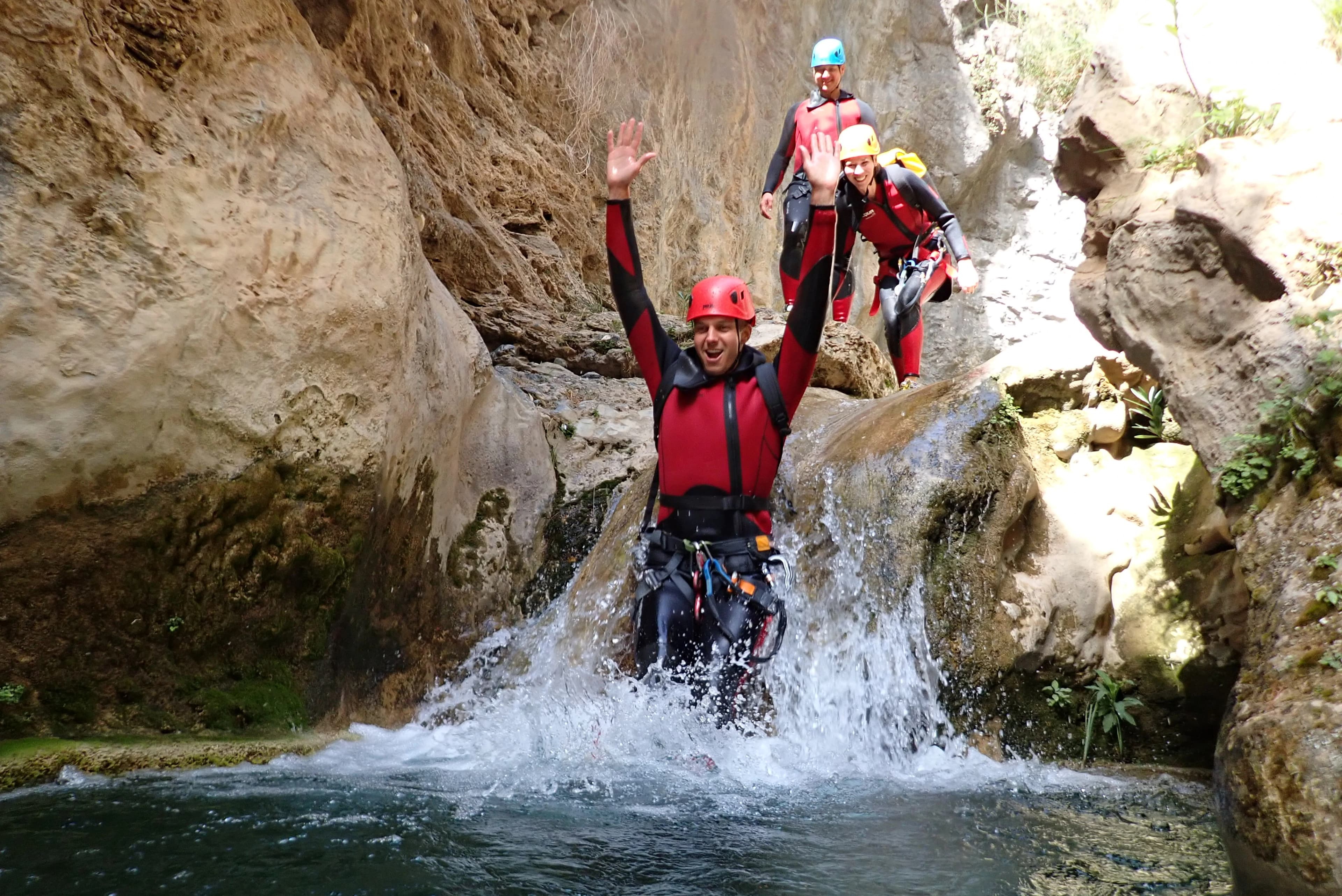 Rio Verde canyon - Rappelling down a waterfall in rio verde canyon