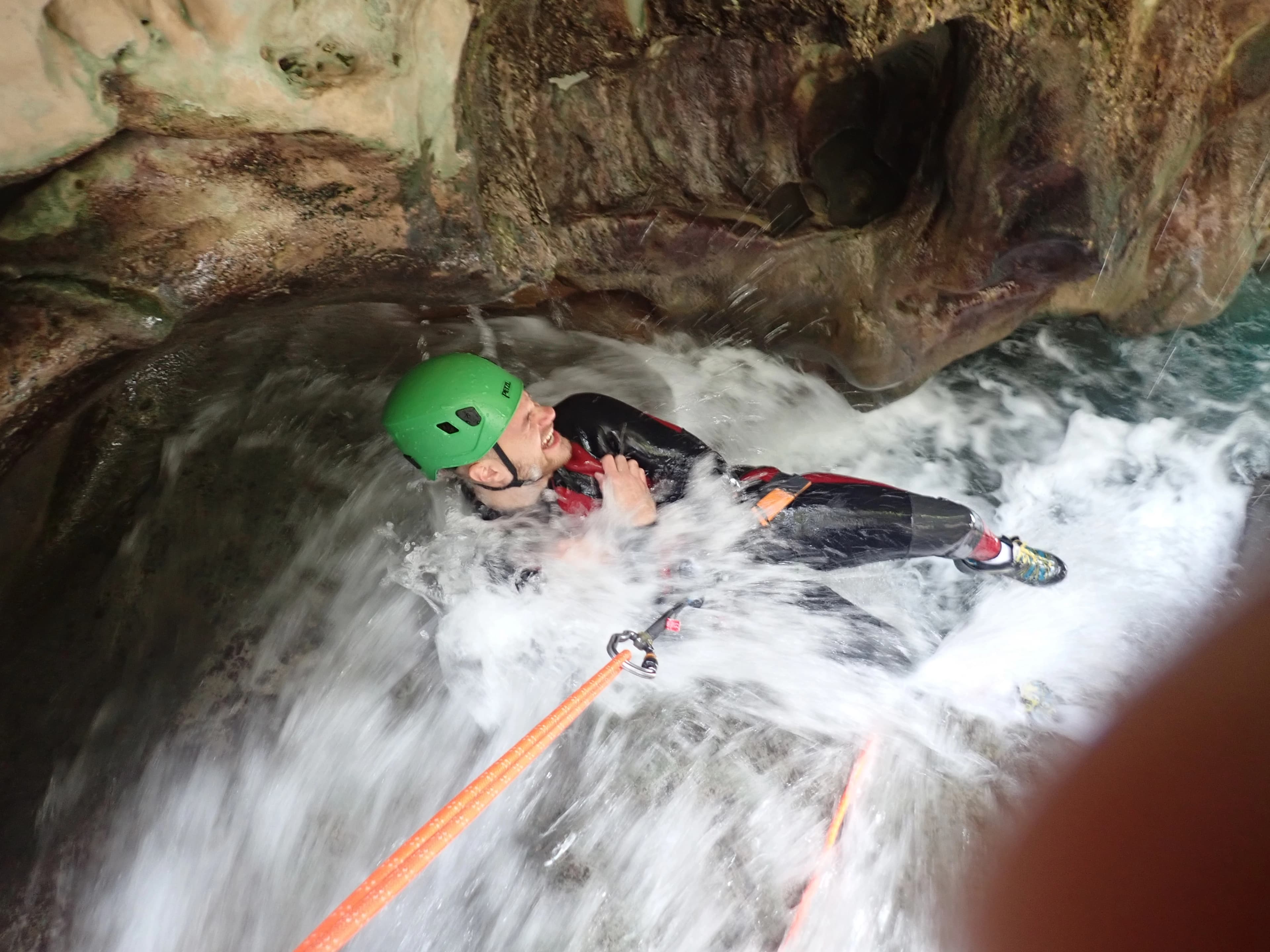 Rio Verde canyon - Rappelling down a waterfall in rio verde canyon